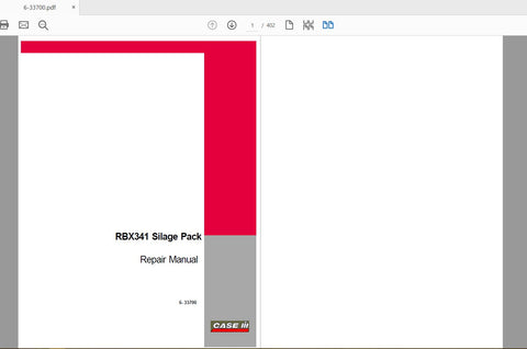 Discover the ultimate resource for your CASE IH Tractor RBX341 with the comprehensive Silage Pack Service Manual (6-33700) in PDF format. This essential guide is designed to provide you with detailed insights and step-by-step instructions, ensuring