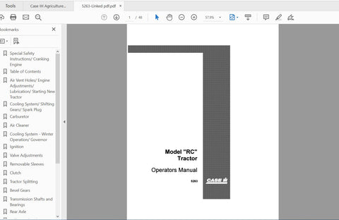 DISCOVER THE ESSENTIAL CASE IH TRACTOR RC 5263 OPERATOR’S MANUAL, NOW AVAILABLE IN A CONVENIENT PDF FORMAT. THIS COMPREHENSIVE GUIDE IS DESIGNED TO PROVIDE YOU WITH ALL THE NECESSARY INFORMATION TO OPERATE AND MAINTAIN YOUR TRACTOR EFFICIENTLY. WITH EASY NAVIGATION AND CLEAR INSTRUCTIONS, YOU CAN QUICKLY FIND THE DETAILS YOU NEED