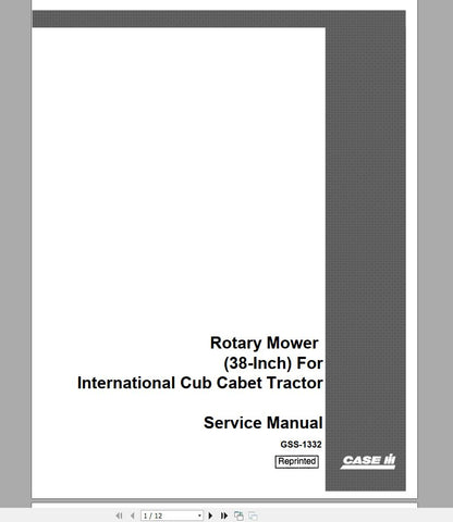 Enhance your maintenance routine with the CASE IH Tractor Rotary Mower Service Manual GSS-1332, now available