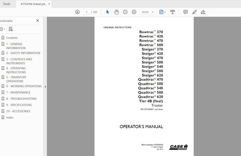 Discover the ultimate resource for your CASE IH Tractor with the Rowtrac and Quadtrac Operator’s Manual. This comprehensive PDF file covers models 370, 420, 470, 500, 540,580, and 620, ensuring you have all the essential information at your fingertips