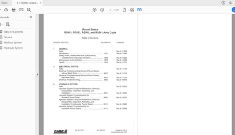 Enhance your farming efficiency with the CASE IH Tractor RS451, RS551, RS651 Round Baler Complete Service Manual (6-11000R0). This comprehensive PDF file is designed