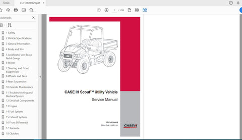 Discover the ultimate resource for maintaining your CASE IH Tractor Scout Utility Vehicles with the comprehensive Service Manual (CLC103700629) in PDF format. This essential