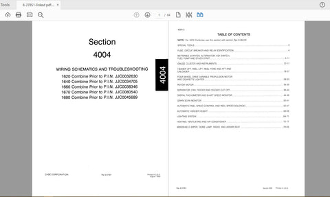 Discover the essential CASE IH Tractor SEC 4004 Wiring Schematics and Troubleshooting Service Manual, specifically designed for models 1620, 1640, 1660, 1670, and 1680. This