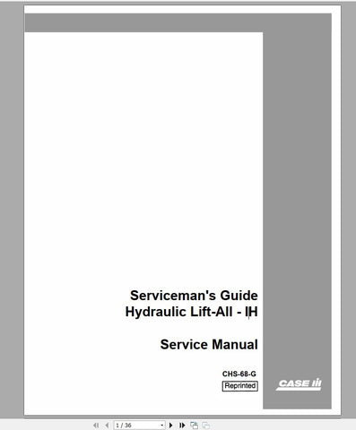 Unlock the full potential of your CASE IH tractor with the Serviceman’s Guide for the Hydraulic Lift (IH Service Manual CHS-68-G). This comprehensive PDF file is designed to provide you with essential insights and detailed instructions for maintaining and 