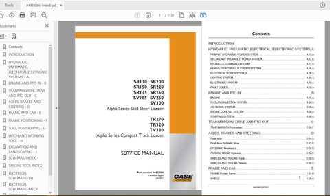 Unlock the full potential of your CASE IH tractor with the comprehensive Service Manual (Part No. 84423866) designed for models SR130, SR150, SR175, SV175, SV185, SR200, SR220, SR250, SV250, SV300, TR270, TR320, and TV380