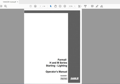 Discover the essential CASE IH Tractor Starting and Lighting Operator’s Manual for the Farmall H and M Series. This comprehensive PDF file, part number 1004054R1, is designed to provide you with all the necessary information to ensure your tractor operates at peak performance. With clear instructions and detailed diagrams