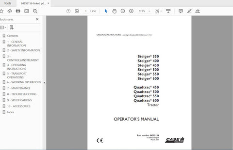 Enhance your farming efficiency with the CASE IH Tractor Steiger Operator’s Manual, designed specifically for models 350, 400, 450, 500, 550, 600, and Quadtrac 450, 500, 550, 600. This comprehensive PDF file serves as an essential resource, providing detailed instructions and insights to help you maximize the performance of your