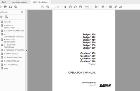 Enhance your farming efficiency with the CASE IH Tractor Steiger Operator’s Manual, designed specifically for models 350, 400, 450, 500, 550, 600, and Quadtrac 450, 500. This comprehensive PDF file serves as an essential resource, providing detailed