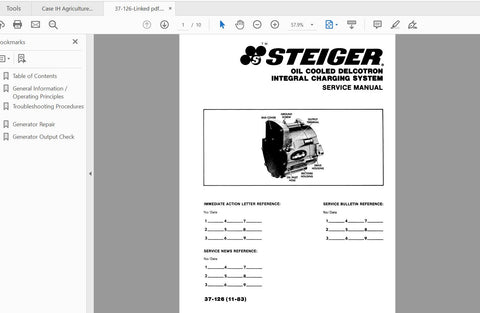 Enhance your operational efficiency with the CASE IH Tractor Steiger Integral Charging System 37-126 Operator’s Manual. This comprehensive PDF file is designed to provide