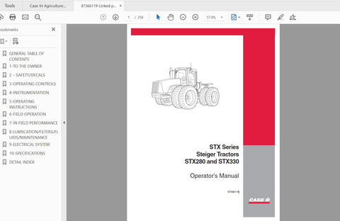 Enhance your operational efficiency with the CASE IH Tractor STX280 and STX330 Operator’s Manual. This comprehensive PDF file is designed to provide you with essential information and guidance for optimal performance and maintenance of your tractor