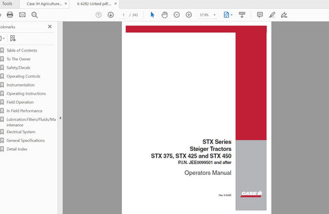 Discover the essential CASE IH Tractor Operator’s Manual for models STX375, STX425, and STX450, covering PIN JEE0099501 through 6-6282. This comprehensive PDF