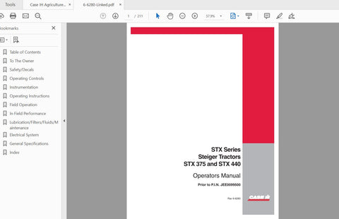 Unlock the full potential of your CASE IH Tractor STX375 or STX440 with the comprehensive Operator’s Manual (PDF file) designed specifically for models prior to JEE0099500. This essential guide provides detailed instructions, maintenance tips