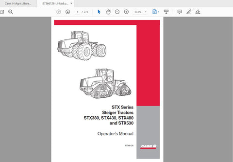 Enhance your operational efficiency with the CASE IH Tractor STX380, STX430, STX480, and STX530 Operator’s Manual. This comprehensive PDF file is designed to provide you with essential information and guidance for optimal performance and maintenance