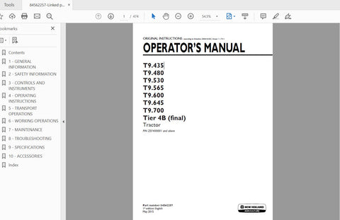 Discover the essential CASE IH Tractor T9.435, 480, 530, 565, 600, 645, and 700 Tier 4B Operator’s Manual, available in a convenient PDF format. This comprehensive