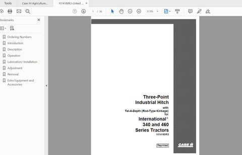 Discover the essential CASE IH Tractor Three Point Industrial Hitch with Tel-A-Depth & Traction Control Operator’s Manual (PDF File). This comprehensive guide is designed to enhance