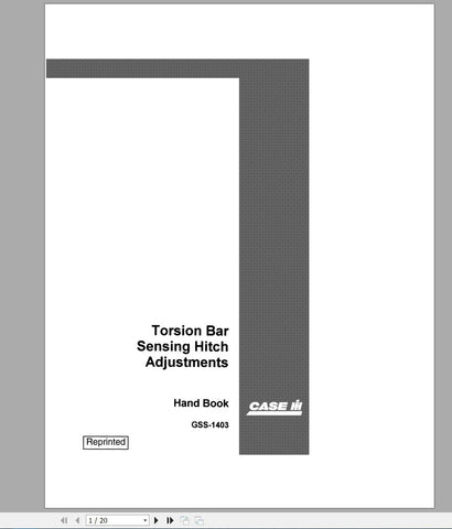 Enhance your CASE IH tractor's performance with the Torsion Bar Sensing Hitch Adjustments Service Manual