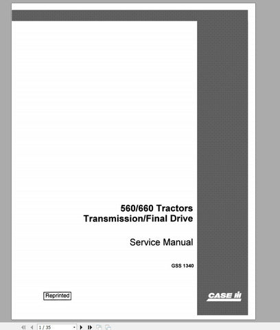 Discover the essential CASE IH Tractor Transmission & Final Drive Service Manual (GSS1340) for models 560 and 660