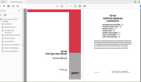 Enhance your maintenance capabilities with the CASE IH Tractor T - P102 Pull Type Disc Mower Service Manual (84207324). This comprehensive PDF file is designed to provide