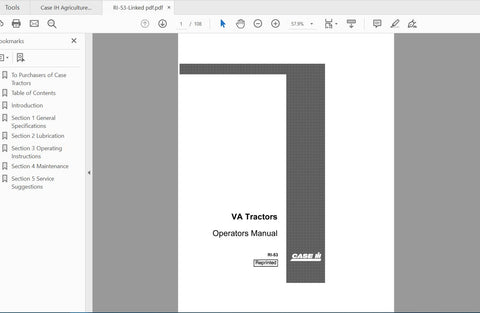 Unlock the full potential of your CASE IH Tractor with the comprehensive Operator’s Manual for models VA, VAC, VAH, VAI, VAO, and VAS RI-53. This PDF file is an essential resource for both new and experienced operators, providing detailed insights into the operation