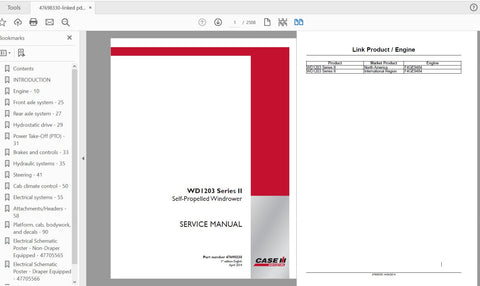 Unlock the full potential of your CASE IH WD1203 Series II Self-Propelled Windrower with the comprehensive Service Manual (Part Number: 47698330). This PDF file is an 