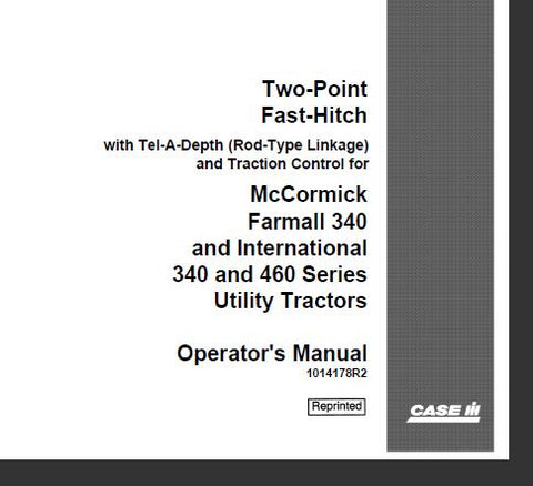 DISCOVER THE ULTIMATE GUIDE TO OPTIMIZING YOUR CASE IH TWO-POINT FAST-HITCH WITH TEL-A-DEPTH (ROD-TYPE LINKAGE) AND TRACTION CONTROL WITH OUR COMPREHENSIVE PDF OPERATOR’S MANUAL. 