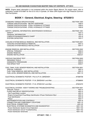 Unlock the full potential of your CASE MAGNUM MX Series tractors with the comprehensive service manual for models MX 215, MX 245, MX 275, and MX 305. This PDF file, catalog number 87710915, provides detailed instructions, troubleshooting tips, and maintenance guidelines to ensure your equipment operates at peak performance. Whether you're a seasoned technician or a DIY enthusiast, this manual is an essential resource for keeping your tractor in top condition and minimizing downtime. Invest in your machinery