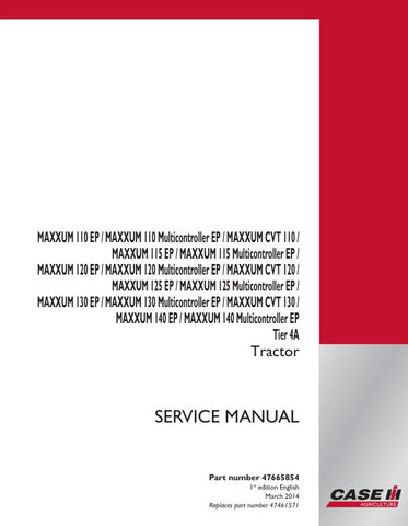 Enhance your maintenance capabilities with the CASE MAXXUM 110, 120, 125, 130, 140 Multicontroller EP/CVT Tier 4A Service Manual (PDF File). This comprehensive guide provides detailed insights into servicing and troubleshooting your equipment, ensuring optimal performance and longevity. With easy-to-follow instructions and diagrams, you can confidently tackle repairs and maintenance tasks, saving time and reducing downtime. Equip yourself with the knowledge to keep your CASE MAXXUM running smoothly and 