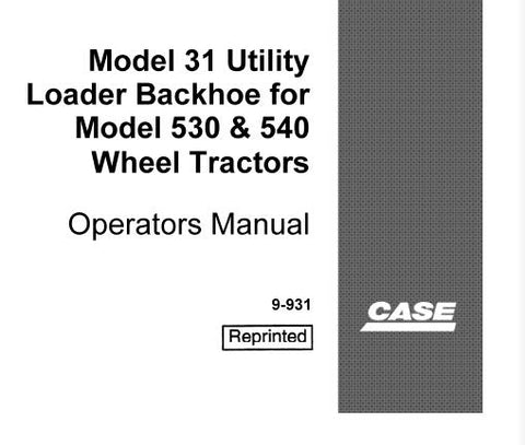 Discover the essential CASE Model 31 Utility Loader Backhoe Operator’s Manual, specifically designed for the Model 530 and 540 Wheel Tractors. This comprehensive PDF file serves as your go-to resource for understanding the operation, maintenance, and safety protocols of your equipment, ensuring optimal performance and longevity.