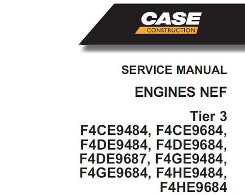 Unlock the full potential of your CASE NEF Tier 3 engines with our comprehensive Service Repair Manual, specifically designed for models F4CE9484, F4CE9684, F4DE9484, F4DE9684, F4DE9687, F4GE9484, F4GE9684, F4HE9484, and F4HE9684. This PDF file is an essential resource for technicians and DIY enthusiasts alike, providing detailed insights into maintenance, troubleshooting, and repair procedures.