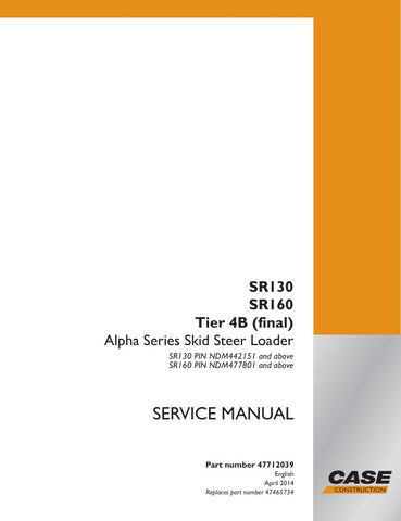  Enhance your maintenance capabilities with the CASE SR130 and SR160 Tier 4B (Final) Service Manual, available in a convenient PDF format (part number 47712039). This comprehensive guide provides detailed instructions, diagrams, and troubleshooting tips to ensure your equipment operates at peak performance. Perfect for technicians and operators alike, this manual is an essential resource for efficient service and repair, helping you save time and reduce downtime. Invest in your machinery's longevity and 