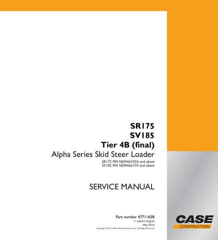 Enhance your maintenance capabilities with the CASE SR175 and SV185 Tier 4B (Final) Service Manual, available in a convenient PDF format (47711658). This comprehensive guide provides detailed instructions, diagrams, and troubleshooting tips to ensure your equipment operates at peak performance. Perfect for technicians and operators alike, this manual is an essential resource for efficient service and repair, helping you save time and reduce downtime. Invest in your machinery's longevity and reliability toda