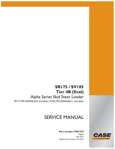 Enhance your maintenance capabilities with the CASE SR175 and SV185 Tier 4B (Final) Service Manual (PDF File - 47851947). This comprehensive guide provides detailed instructions, diagrams, and troubleshooting tips to ensure your equipment operates at peak performance. Perfect for technicians and DIY enthusiasts alike, this manual is an essential resource for efficient repairs and servicing, helping you save time and reduce downtime. Invest in your machinery's longevity and reliability with this indispensabl