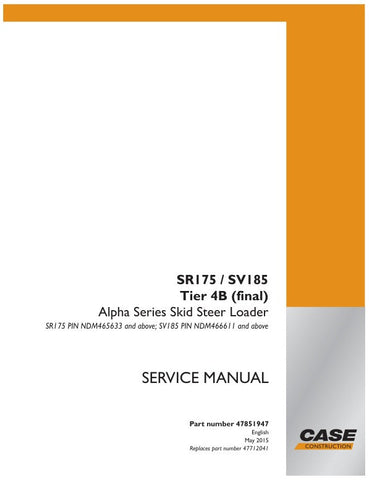Discover the ultimate resource for maintaining your CASE SR175 and SV185 Tier 4B equipment with the CASE SR175, SV185 Tier 4B Service Manual (Part Number: 47851947). This comprehensive guide is designed to provide you with detailed instructions and insights, ensuring your machinery operates at peak performance.
