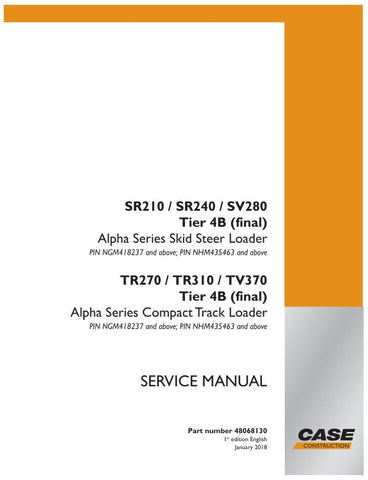 Discover the ultimate resource for maintaining your CASE equipment with the Tier 4B Service Manual, specifically designed for models SR210, SR240, SV280, TR270, TR310, and TV370. This comprehensive manual, part number 48068130, provides detailed instructions and insights to ensure your machinery operates at peak performance.