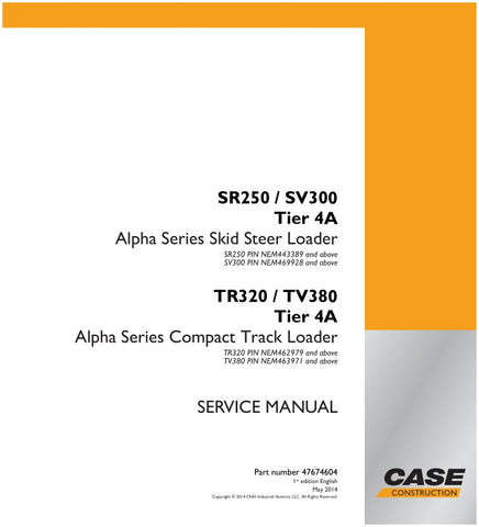Enhance your maintenance routine with the CASE SR250, SV300, TR320, TV380 Tier 4A Service Manual (PDF File - 47674604). This comprehensive guide provides detailed instructions and diagrams to ensure your machinery operates at peak performance. With easy-to-follow steps for troubleshooting, repairs, and routine maintenance, you can save time and reduce downtime. Invest in this essential resource to keep your equipment running smoothly and efficiently, maximizing your productivity on every job site.