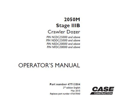 Enhance your operational efficiency with the CASE 2050M Stage IIIB Crawler Dozer Operator’s Manual. This comprehensive PDF file is designed to provide you with essential insights and detailed instructions for optimal machine performance. Whether you're a seasoned operator or new to the equipment, this manual is your go-to resource for mastering the dozer's capabilities.
