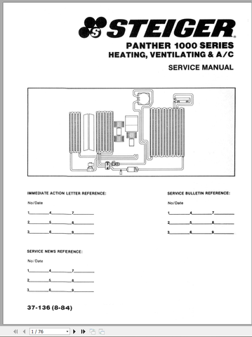 Discover the ultimate resource for maintaining your CASE Steiger Panther 1000 Series with our comprehensive Heating, Ventilating, and AC Service Manual (37-136) in PDF format