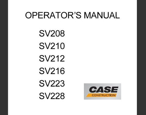 Discover the essential CASE SV208, SV210, SV212, SV216, SV223, and SV228 Vibratory Rollers Operator’s Manual, designed to enhance your operational efficiency and ensure optimal performance. This comprehensive PDF file serves as a vital resource for operators, providing detailed instructions and insights into the effective use of these powerful machines.