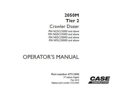 Discover the essential CASE 2050M Tier 2 Crawler Dozer Operator’s Manual, designed to enhance your operational efficiency and ensure optimal performance. This comprehensive PDF file serves as a vital resource for both new and experienced operators, providing detailed instructions and insights into the dozer's features and functionalities.