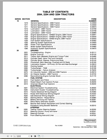 Unlock the full potential of your CASE Tractor with the comprehensive Service Manual for models 2094, 2294, and 3294