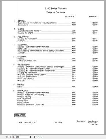 Unlock the full potential of your CASE Tractor 2470 and 2670 with the comprehensive Service Manual