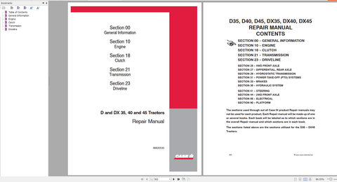 Discover the ultimate resource for maintaining your CASE Tractor CD DX 35, 40, and 45 with our comprehensive Repair Manual