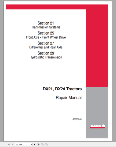 Unlock the full potential of your CASE Tractor DX21 and DX24 with our comprehensive Repair Manual in PDF format. This essential guide provides detailed instructions, diagrams