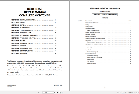 Unlock the full potential of your CASE Tractor DX48 and DX55 with the comprehensive Repair Manual