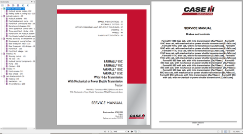 Unlock the full potential of your CASE Tractor Farmall 85, 95, 105, and 115 C with our comprehensive Transmission