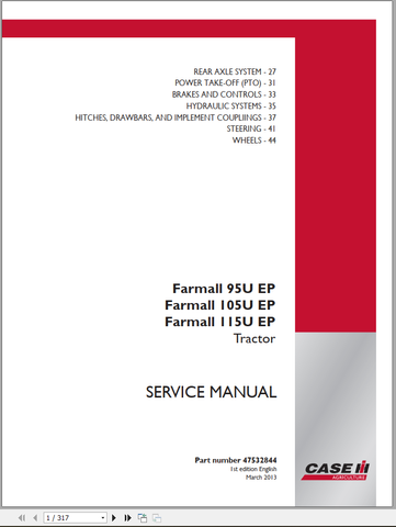 Unlock the full potential of your CASE Tractor Farmall 95, 105, and 115 U EP with our comprehensive Service Manual