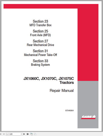 Unlock the full potential of your CASE Tractor with the JX1060C, JX1070C, and JX1075C Repair Manual in PDF format. This comprehensive guide is designed to provide you with detailed