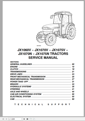 Unlock the full potential of your CASE Tractor with the JX1060V, JX1070, and JX1075 V N Service Manual