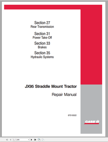 Unlock the full potential of your CASE Tractor JX95 with our comprehensive Straddle Mount Repair Manual, available in a convenient PDF format. This essential guide is designed to