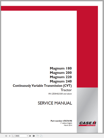 Unlock the full potential of your CASE Tractor Magnum 180, 200, 220, and 240 CVT with our comprehensive